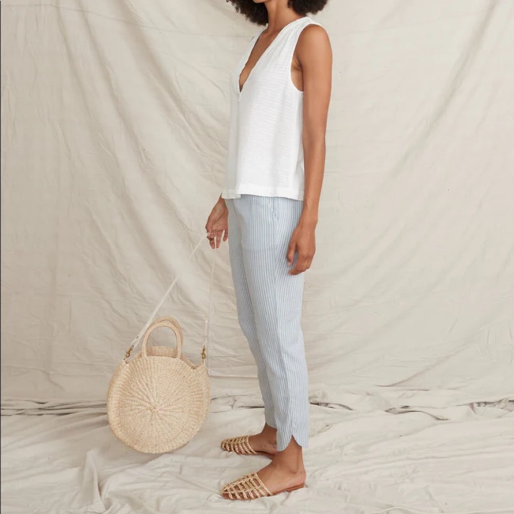 Marine Layer Allison Pant in Blue and White Stripe, X-Large